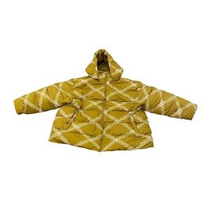 Women's Puffer Jacket Ava & Viv Size 2x Extra Large Yellow White Winter Coat